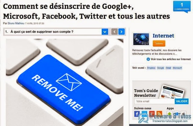 Le site du jour : guide pour se désinscrire de Google+, Microsoft, Facebook, Twitter, etc