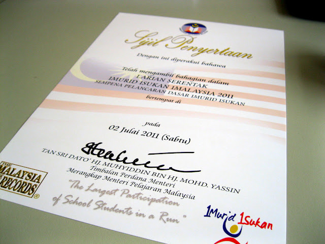 Sijil Larian 1Murid 1Sukan 1Malaysia 2011 - CIKLAILI