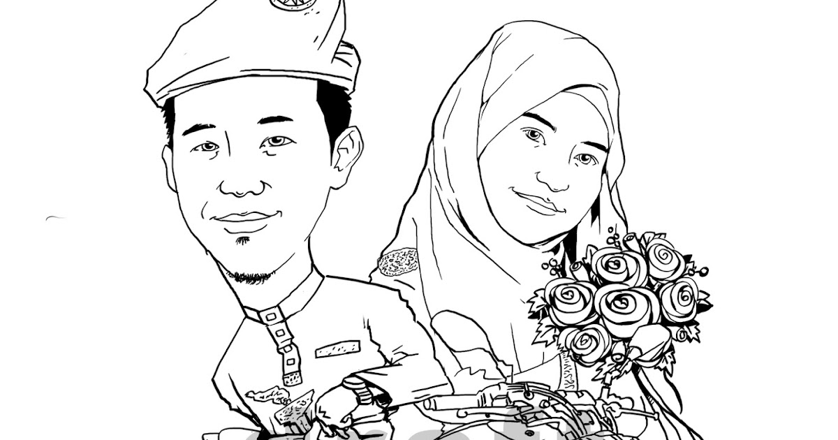 30 Gambar  Pengantin  Kartun  Hitam  Putih  Inspirasi Spesial 