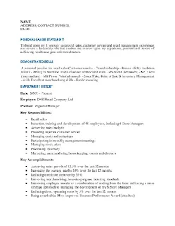 Store Manager Resume Examples