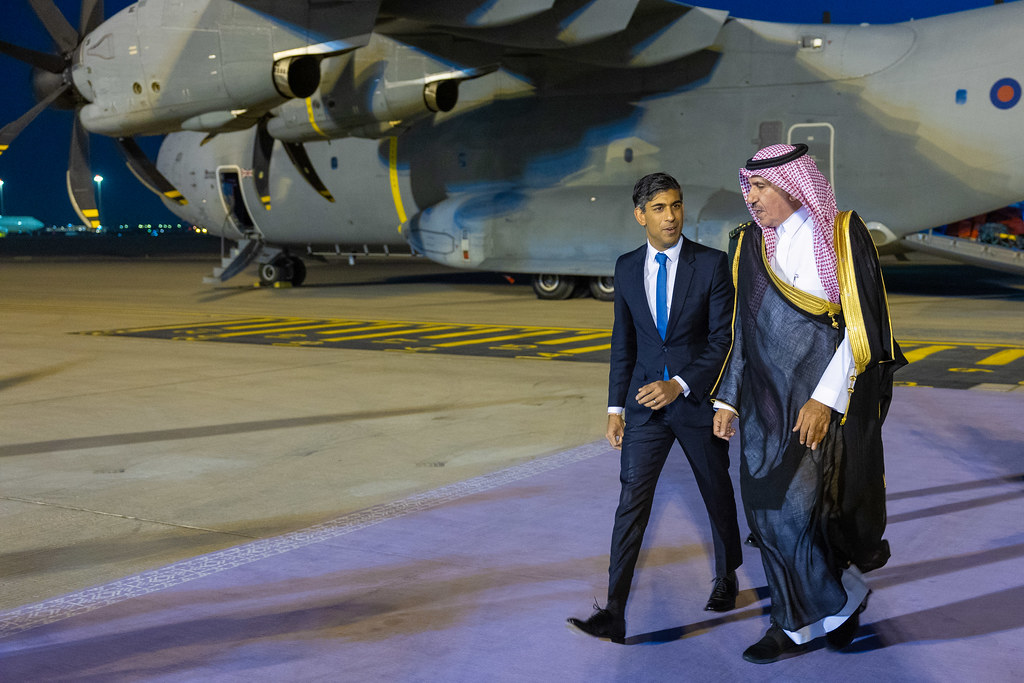 United Kingdom (UK) Prime Minister, Rishi Sunak, lands in Saudi Arabia on Thursday 19 October, 2023