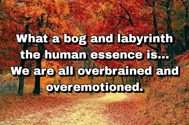 "What a bog and labyrinth the human essence is... We are all overbrained and overemotioned." ~ Barry Hannah