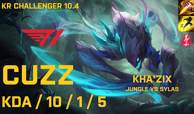 T1 Cuzz Kha'zix JG vs GRF Tarzan Sylas - KR Challenger 10.4