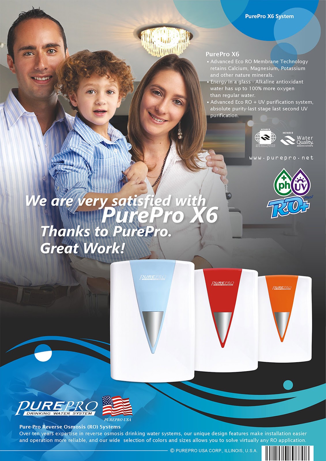 全新配備具礦物保護技術的新一代逆滲透膜： 美國PurePro® X6 紫外線鹼性RO活水機