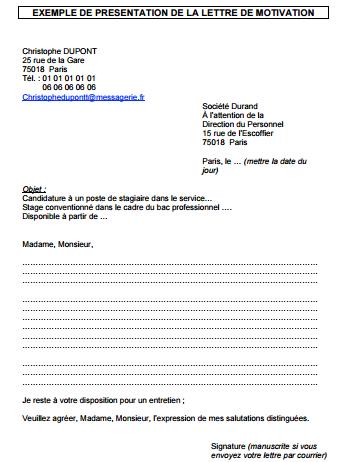 exemple lettre de motivation candidature spontanée