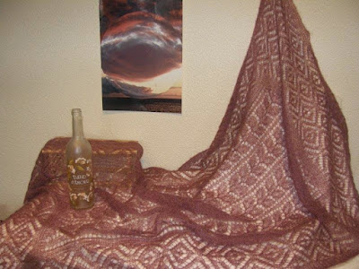 Oud rose shawls,handgebreide stola.