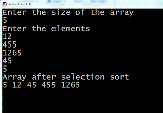 C program for selection sort