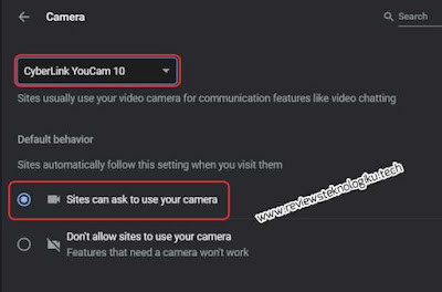 setting jenis kamera google chrome pc