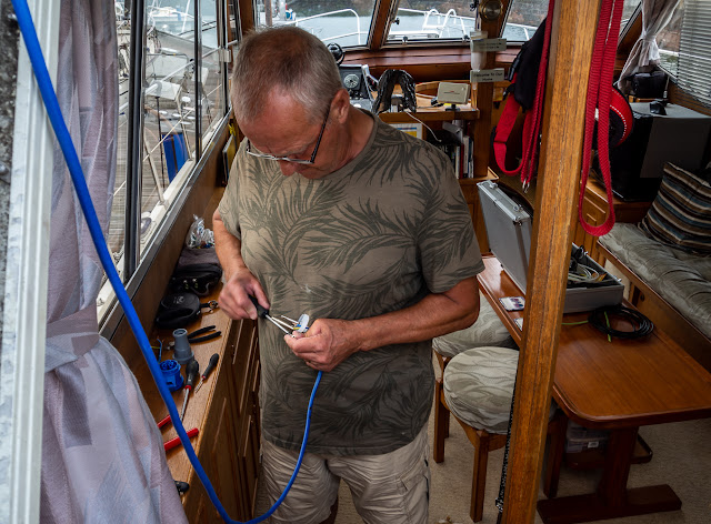 Photo of Phil repairing the power lead