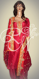 Arayesh-Raw Silk Red Long Shirt #15