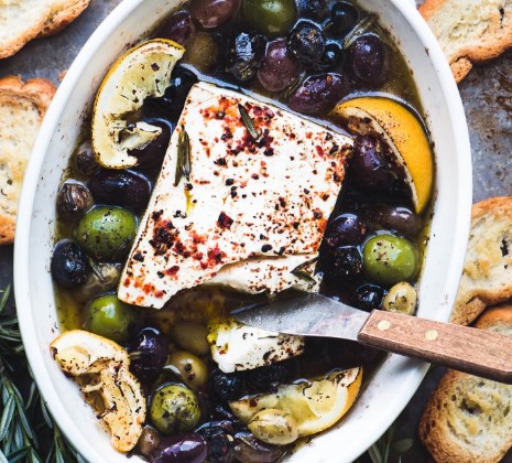 BAKED FETA CHEESE WITH OLIVES AND LEMON #appetizers #lunch