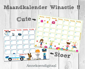 kalender voor kinderen, kalender zelf printen, kalender printable, winactie kalender