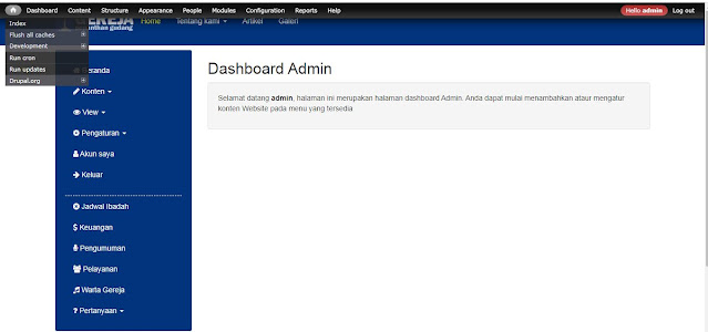 tampilan dashboard admin gereja