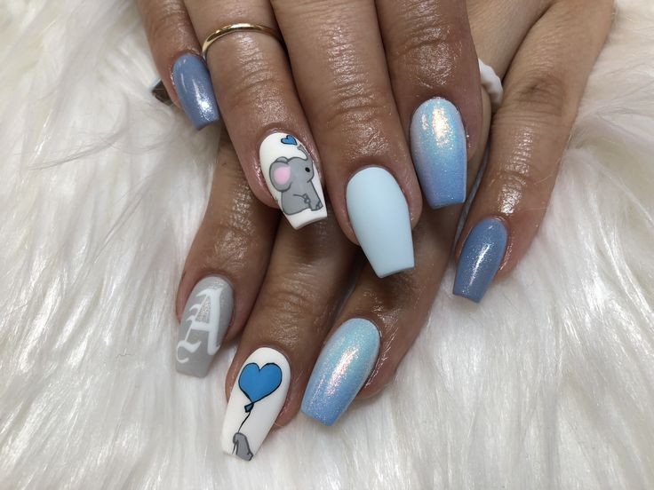 BabY shower nails boy blue | Baby shower nails, Baby shower nails boy, Baby  boy nails