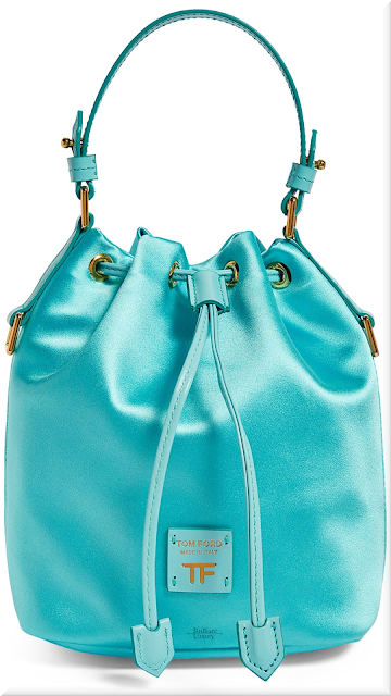 ♦Tom Ford turquoise mini satin cross-body bucket bag #tomford #bags #turquoise #brilliantluxury
