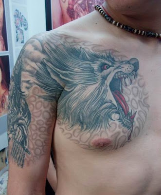 WOLF TATTOO, ARM TATTOO, TATTOO DESIGN, YAKUZA TATTOO