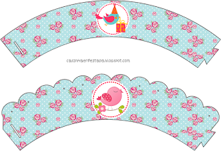 Birds Party Free Printable Wrappers Cupcake.