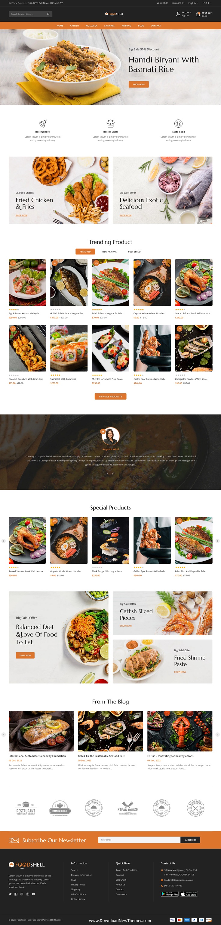 Foodshell - Sea Food Restaurant Store Shopify 2.0 Responsive Theme Review