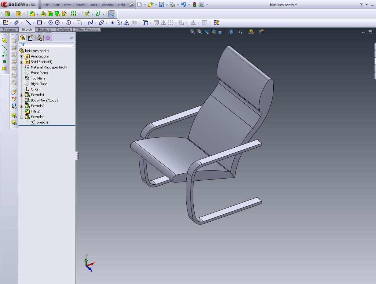 SOLIDWORKS DESIGN SIMPLE TUTORIAL: Make a back of the chair