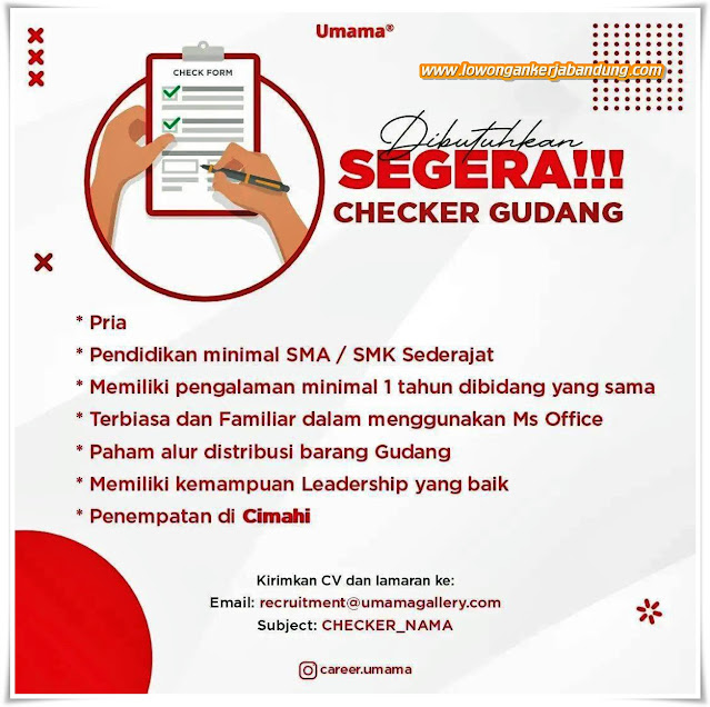 Loker Bandung Checker Gudang Umama