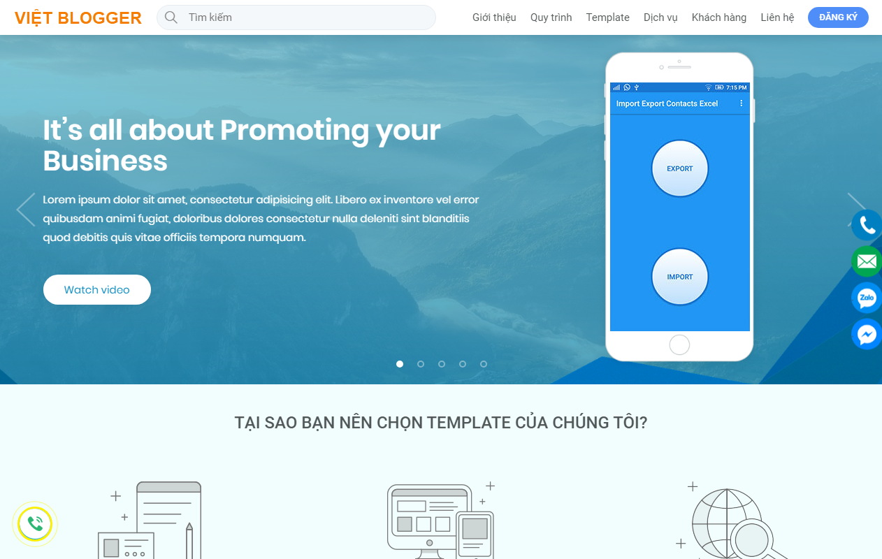 Việt Blogger Design Landing Page Blogger Template