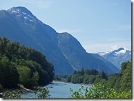 Skeena River and Coast Mountains along Yellowhead Highway between Terrace and Prince Rupert