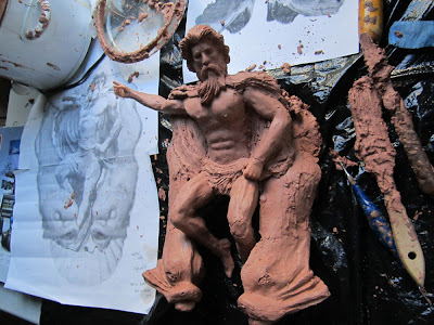 neptune clay sculpture