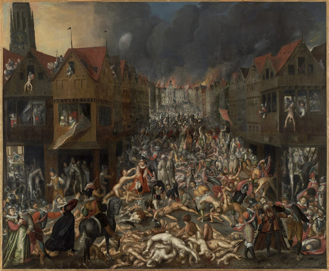 Эта сцена с картины неизвестного художника показывает ужасное разграбление Антверпена испанцами в 1576 году