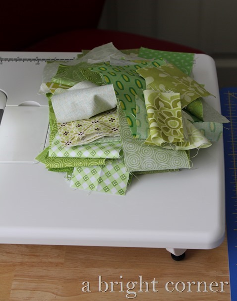 green fabric scraps