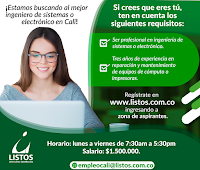 Oferta de Trabajo en Cali Como Ingeniero de sistemas o electrónico. | #TrabajoSíHay 