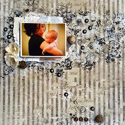 Joy scrapbook mixed media layout Scraps of Darkness March 2017 Boys Will Be Boys by Jessica McFall