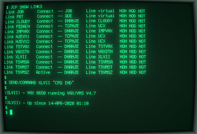 Supratim Sanyal's Blog: NJE Mainframe Network Links using TCPNJE and DNANJE (NJE over DECnet) on DEC VAX server running VAX/VMS operating system