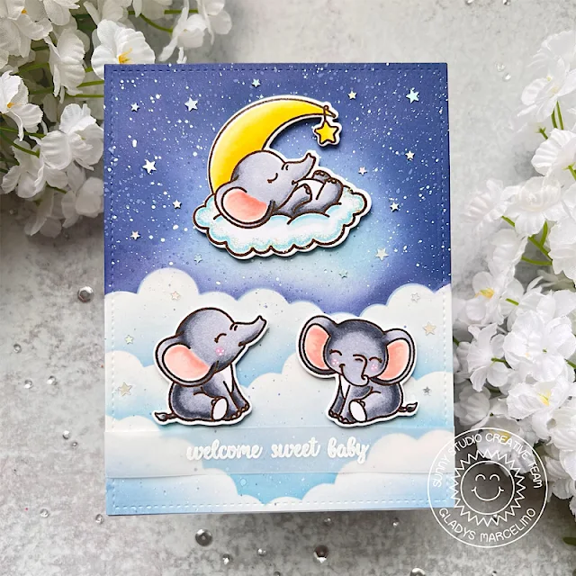 Sunny Studio Stamps: Baby Elephant Card by Gladys Marcelino