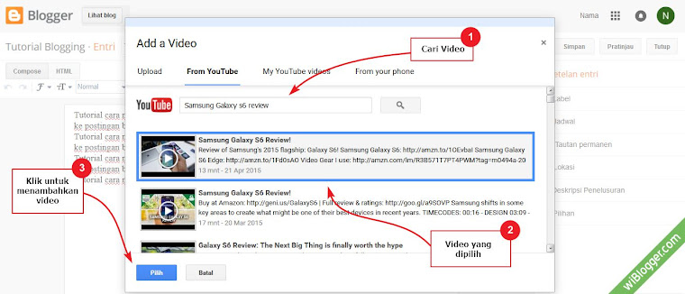 Cara menambahkan Video Youtube di postingan blogspot