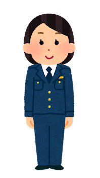 警察官のイラスト（女性・制帽なし・パンツ・若者）