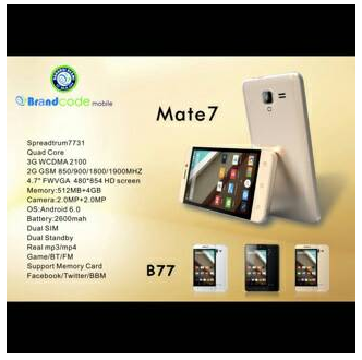 baru saja kita mereview smartphone android anyar dari  Otak Atik Gadget -  Brandcode B77 Mate 7 Hp android 500 Ribuan