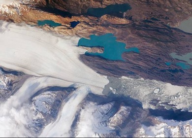 Glaciar Upsala fotografado em 25 de outubro por astronautas na ISS (Foto: ISS/NASA)