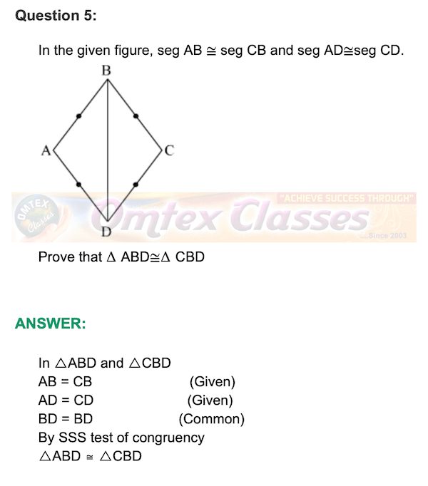 Chapter 3 - Triangles Mathematics Part II Solutions for Class 9 Math PRACTICE SET 3.2