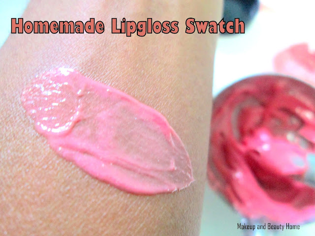 Homemade DIY Pink Lip Gloss Swatch