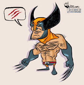 Digital illustration created in Adobe of digital character Wolverine