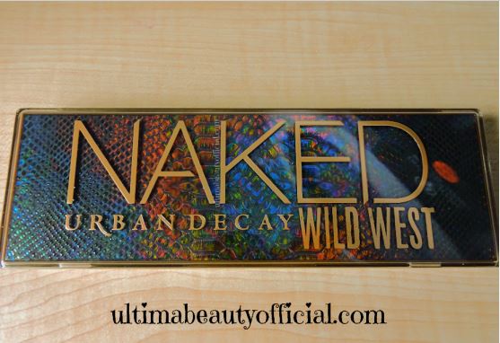 Front of closed Urban Decay Naked Wild West palette, flat lay