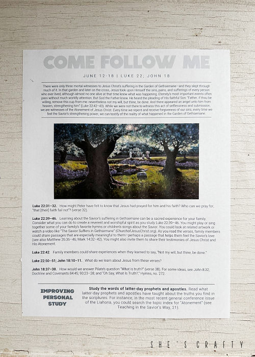 Come Follow Me Printable June 12 Gethsemane.
