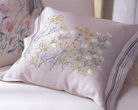 herb embroidery on linen