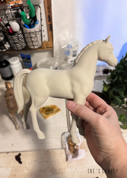 Chalk painted horse toy.
