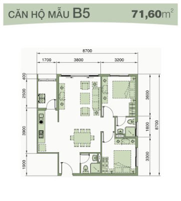 Căn hộ An Viên loại B5 : 71,60m2