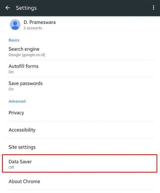 Cara mangaktifkan Data Saver di Google Chrome for Android