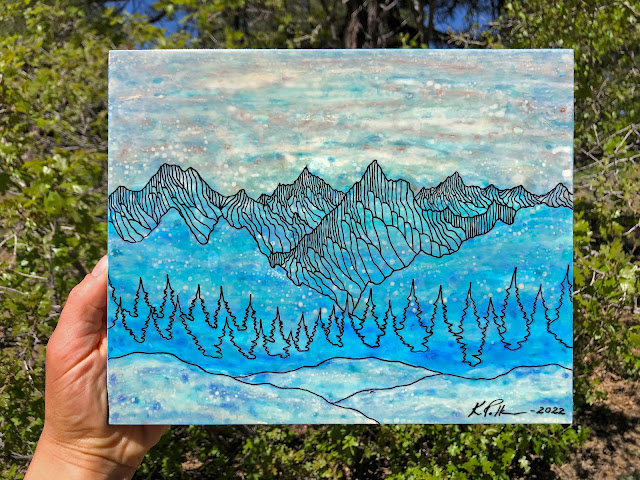 These paintings are inspired by a freshly snow covered mountain scene where the sky is just starting to clear in the San Juan Mountains of Southern Colorado.