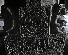 carved pillar design at Aurangabad caves