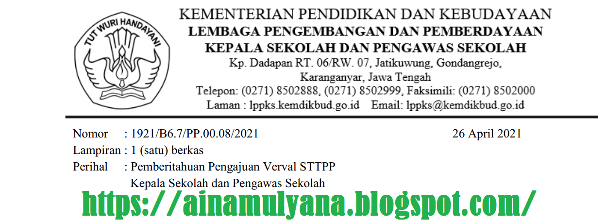 Persyaratan dan Tata Cara Pengajuan Verval STTPP Diklat Kepala Sekolah dan Pengawas Sekolah