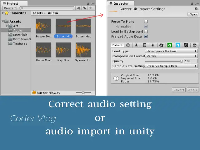 Correct audio setting or audio import in unity